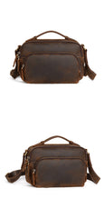 Brown Leather Men's Small Side Bag Best Vertical iPad Messenger Bag For Men