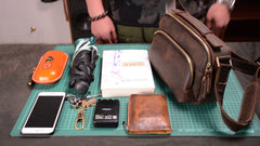 Brown Leather Men's Small Side Bag Best Vertical iPad Messenger Bag For Men