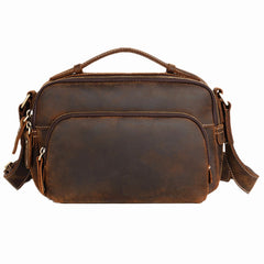 Brown Leather Men's Small Side Bag Best Vertical iPad Messenger Bag For Men