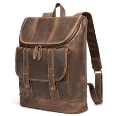 Brown Leather Men's Travel Backpack School Backpack College Backpack For Men