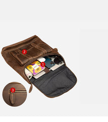 Brown Leather Men's Travel Backpack School Backpack College Backpack For Men