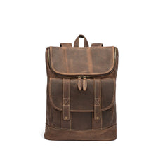 Brown Leather Men's Travel Backpack School Backpack College Backpack For Men