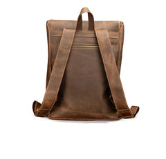 Brown Leather Men's Travel Backpack School Backpack College Backpack For Men