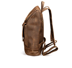 Brown Leather Men's Travel Backpack School Backpack College Backpack For Men