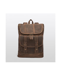 Brown Leather Men's Travel Backpack School Backpack College Backpack For Men