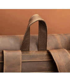 Brown Leather Men's Travel Backpack School Backpack College Backpack For Men