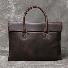 Brown Leather Mens Briefcase Brown 15 inches Work Handbag Business Bag For Men