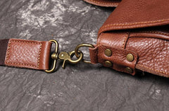 Brown Leather Mens Business Briefcase 14'' Laptop Work Bag Brown Handbag Briefcase Shoulder Bags For Men - iwalletsmen