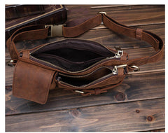 Brown Leather Mens Fanny Packs Hip Packs Sling Bags Sling Pack Waist Bags for Men