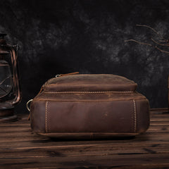 Vintage Brown Leather Mens Vertical Work Bag Handbag Vertical Briefcase Shoulder Bag For Men - iwalletsmen