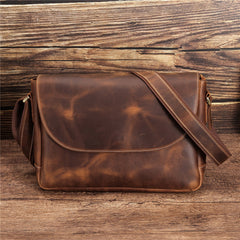 Vintage Brown Leather Mens Side Bag Messenger BAG School Courier Bag FOR MEN