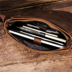 Vintage Brown Leather Mens Side Bag Messenger BAG School Courier Bag FOR MEN