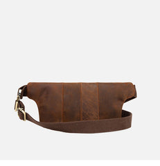 Brown Leather Mens Slim Fanny Pack Hip Packs Sling Bag Sling Pack Waist Bags for Men