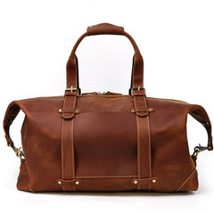 Brown Leather Mens Travel Bag Weekender Bag Large Duffle Bag Cool Overnight Bag for Men