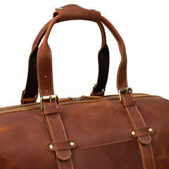 Brown Leather Mens Travel Bag Weekender Bag Large Duffle Bag Cool Overnight Bag for Men