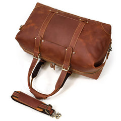 Brown Leather Mens Travel Bag Weekender Bag Large Duffle Bag Cool Overnight Bag for Men