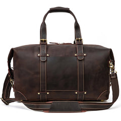 Brown Leather Mens Travel Bag Weekender Bag Large Duffle Bag Cool Overnight Bag for Men