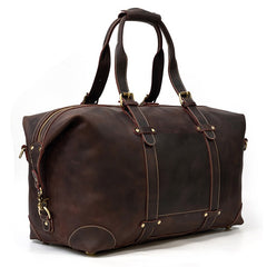 Brown Leather Mens Travel Bag Weekender Bag Large Duffle Bag Cool Overnight Bag for Men