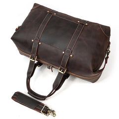 Brown Leather Mens Travel Bag Weekender Bag Large Duffle Bag Cool Overnight Bag for Men