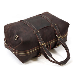 Brown Leather Mens Travel Bag Weekender Bag Large Duffle Bag Cool Overnight Bag for Men