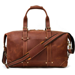 Brown Leather Mens Travel Bag Weekender Bag Large Duffle Bag Cool Overnight Bag for Men