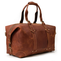 Brown Leather Mens Travel Bag Weekender Bag Large Duffle Bag Cool Overnight Bag for Men