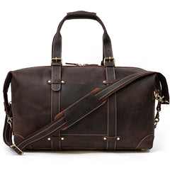 Brown Leather Mens Travel Bag Weekender Bag Large Duffle Bag Cool Overnight Bag for Men