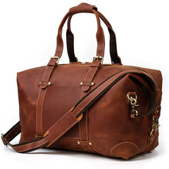 Brown Leather Mens Travel Bag Weekender Bag Large Duffle Bag Cool Overnight Bag for Men