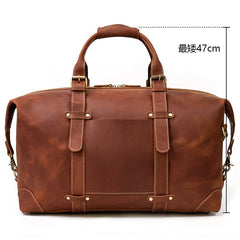 Brown Leather Mens Travel Bag Weekender Bag Large Duffle Bag Cool Overnight Bag for Men