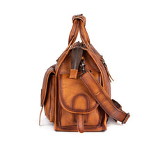 Brown Leather Mens Travel Handbag Work Handbag Business Travel Shoulder Bags for Men