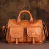 Brown Leather Mens Travel Handbag Work Handbag Business Travel Shoulder Bags for Men