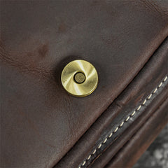 Coffee Leather Mens Vertical Messenger Bag iPad Side Bag Small Courier Bag For Men