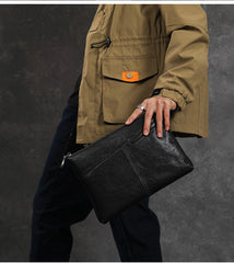 Best Leather Mens Wristlet Wallet Vintage Clutch Bag Zipper Clutch Purse for Men