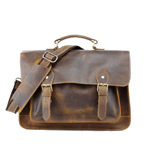 Brown Leather SLR Camera Side Satchel Bag Messenger Bags HandBag for Men