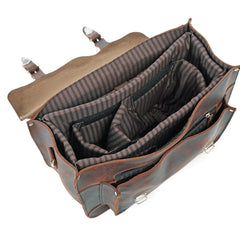 Brown Leather SLR Camera Side Satchel Bag Messenger Bags HandBag for Men