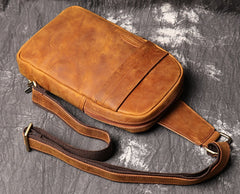 Brown Leather Sling Pack Chest Bag Sling Bag Sling Crossbody Bag Sling Travel Bags For Men
