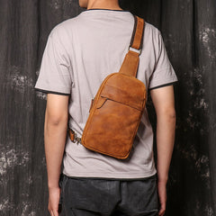 Brown Leather Sling Pack Chest Bag Sling Bag Sling Crossbody Bag Sling Travel Bags For Men