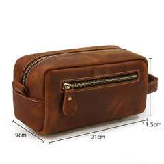 Brown MENS LEATHER ZIPPER CLUTCH WRISTLET PURSE CLUTCH BAG STORAGE BAG FOR MEN - iwalletsmen