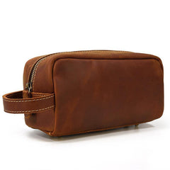Brown MENS LEATHER ZIPPER CLUTCH WRISTLET PURSE CLUTCH BAG STORAGE BAG FOR MEN - iwalletsmen