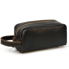 Brown MENS LEATHER ZIPPER CLUTCH WRISTLET PURSE CLUTCH BAG STORAGE BAG FOR MEN - iwalletsmen