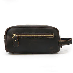 Brown MENS LEATHER ZIPPER CLUTCH WRISTLET PURSE CLUTCH BAG STORAGE BAG FOR MEN - iwalletsmen