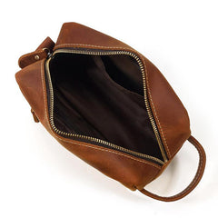 Brown MENS LEATHER ZIPPER CLUTCH WRISTLET PURSE CLUTCH BAG STORAGE BAG FOR MEN - iwalletsmen