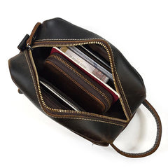 Brown MENS LEATHER ZIPPER CLUTCH WRISTLET PURSE CLUTCH BAG STORAGE BAG FOR MEN - iwalletsmen
