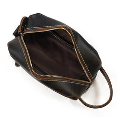 Brown MENS LEATHER ZIPPER CLUTCH WRISTLET PURSE CLUTCH BAG STORAGE BAG FOR MEN - iwalletsmen