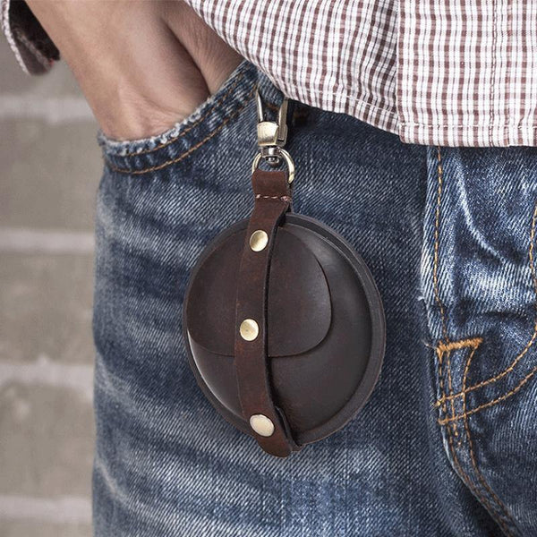 Brown Multi-function Women Mens Red Coin Purse Earphone holder AirPods Case For Men and Women - iwalletsmen