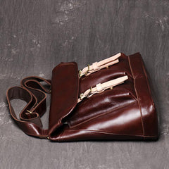 Brown Leather Men Satchel Side Bag Messenger Bag Black Courier Bag For Men - iwalletsmen