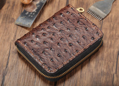 Cool Brown Leather Mens Zipper Bifold Small Wallet Card billfold Wallet For Men - iwalletsmen