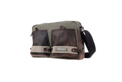 Fashion Canvas Leather Mens Side Bags Messenger Bags Army Green Canvas Canvas Courier Bag for Men - iwalletsmen