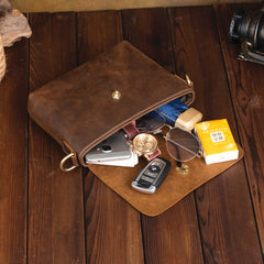 Brown Small Leather Men's Side Bag Best Small iPad Messenger Bag For Men