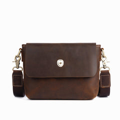 Brown Small Leather Men's Side Bag Best Small iPad Messenger Bag For Men